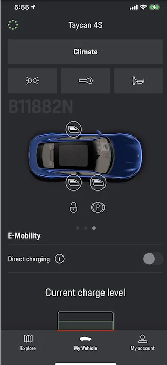 Porsche Taycan Porsche Connect App - Windows showing open This one 2