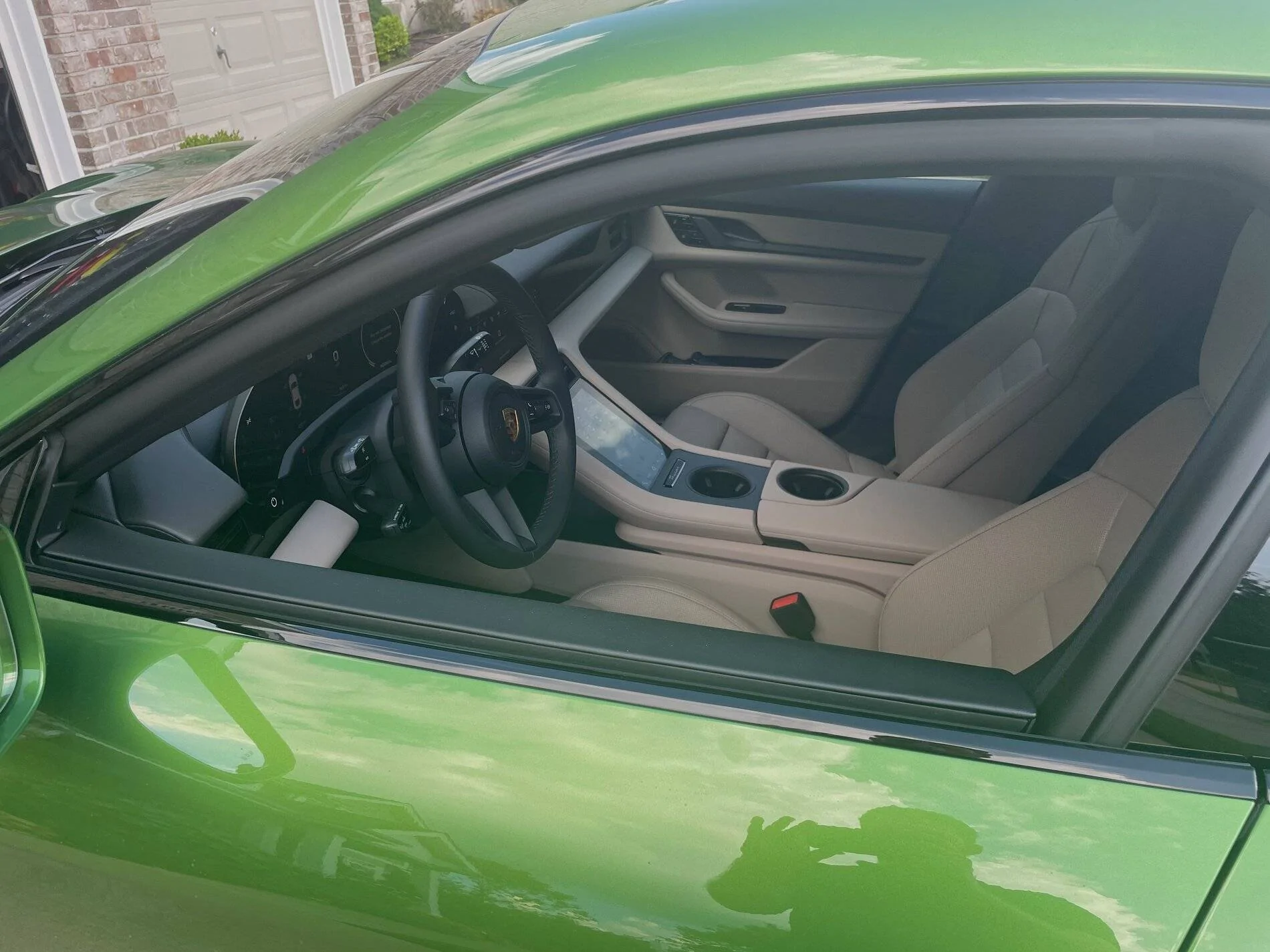 Porsche Taycan Has anyone seen/have beige interior on Mamba green Taycan? C83A027D-788E-4868-A660-4C772E07D7CC