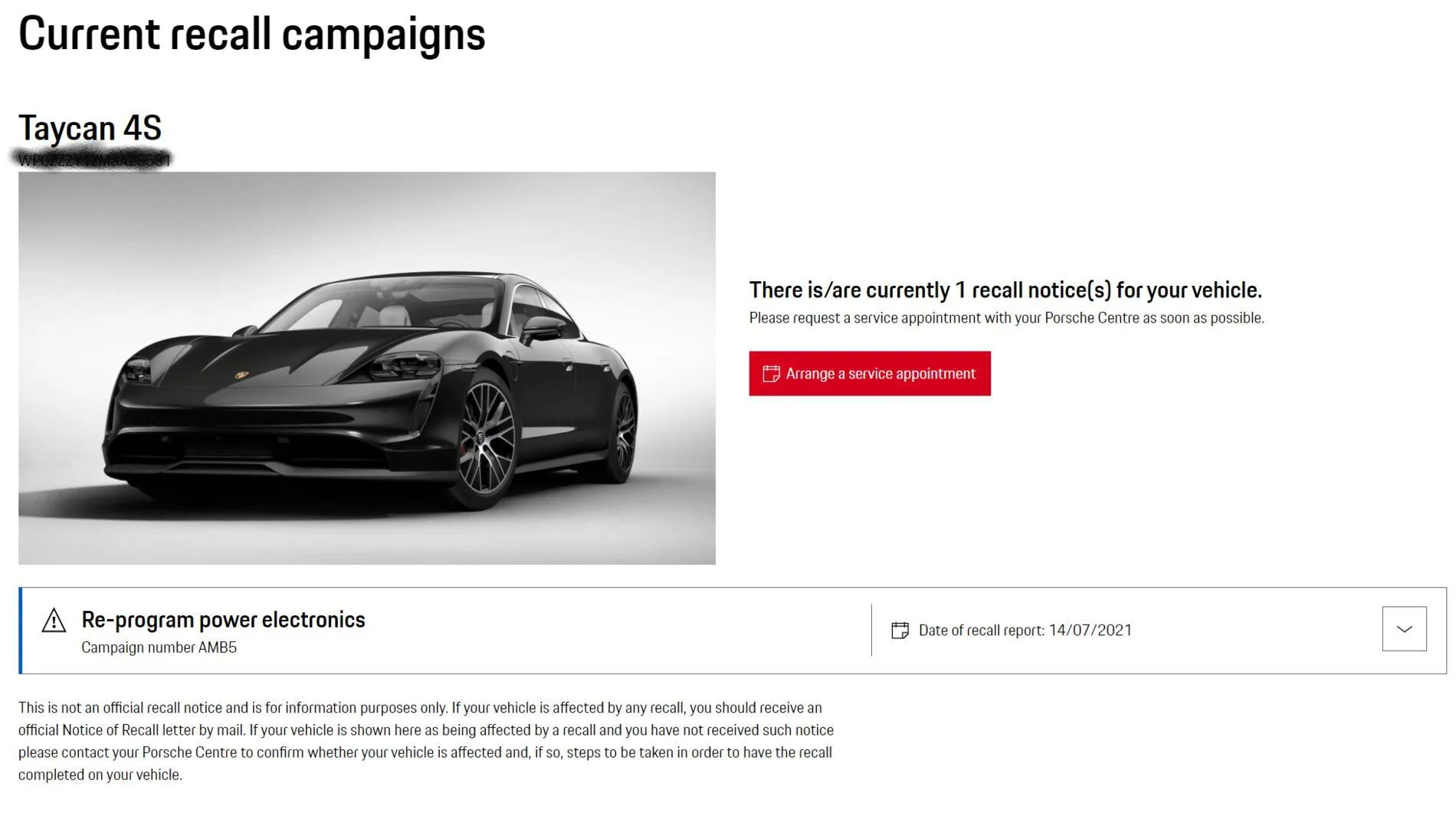 Porsche Taycan Nsta recall? 1626276549894