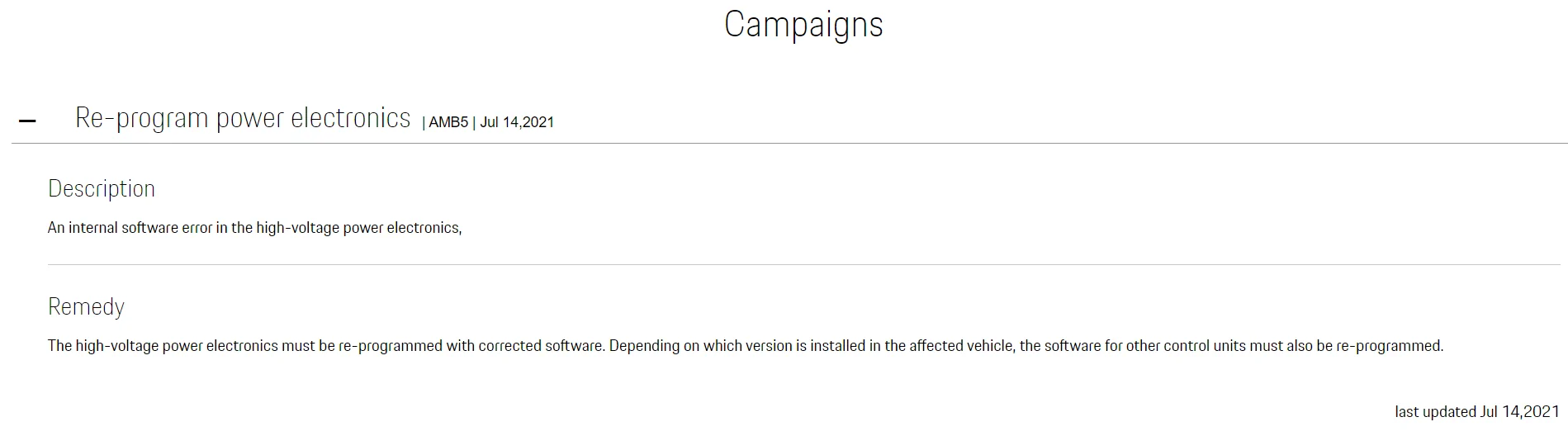 Porsche Taycan Nsta recall? 1626276639756