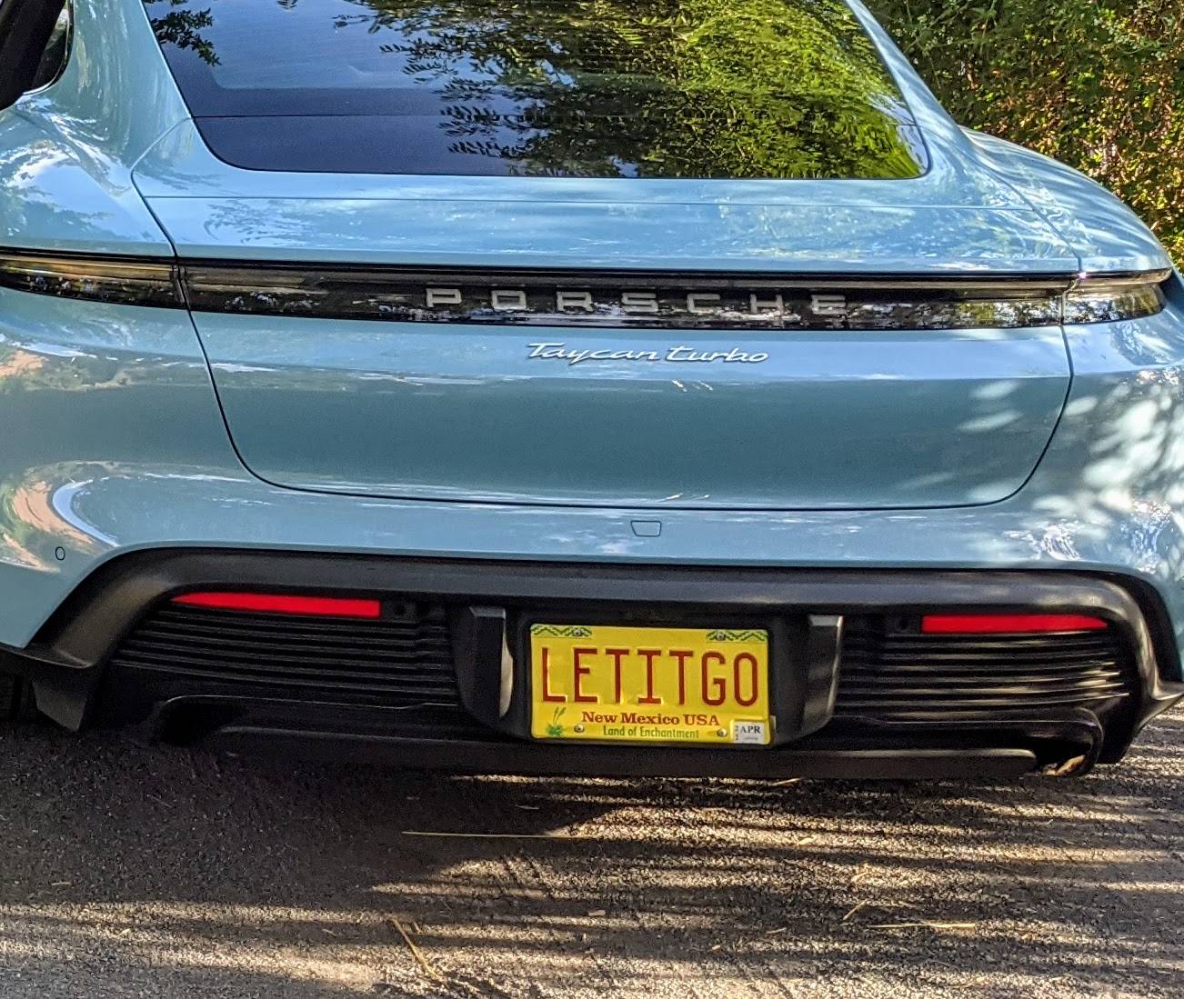 Porsche Taycan Show Us Your Prestige License Plates let it go plate