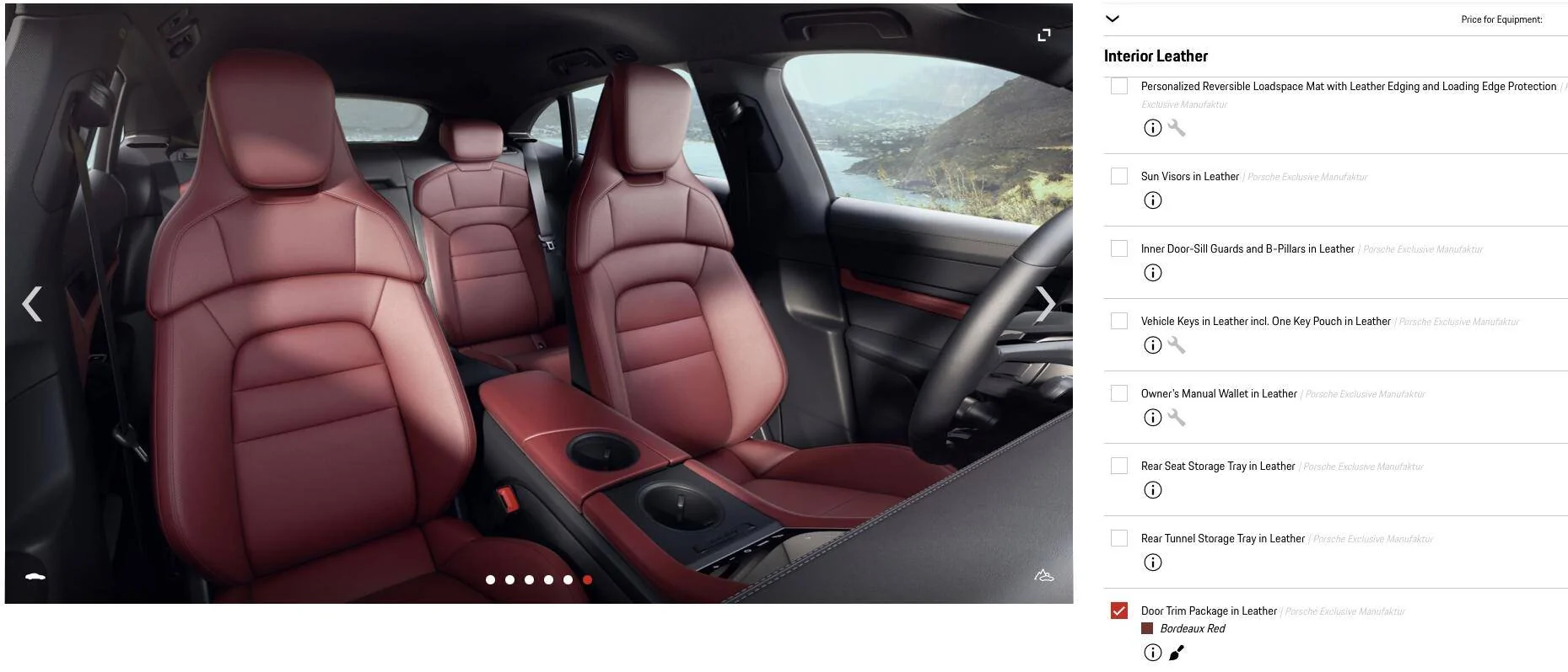 Porsche Taycan Question on option for "Door Trim Package in Leather" door trim pkg