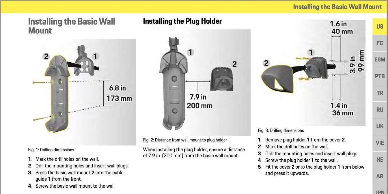 Porsche Taycan (NA/US) PMC (not PMCC) Wall Mount Included? basic