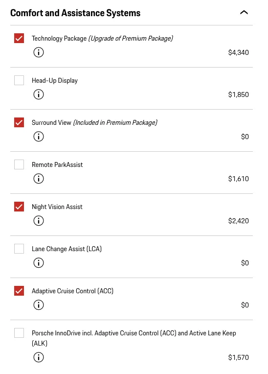 Porsche Taycan Taycan 2022 Configurator Question Remote Park Assist tech pkg 1
