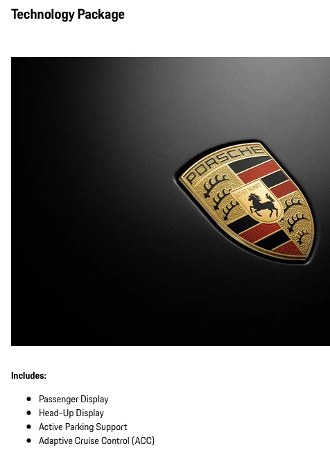 Porsche Taycan Taycan 2022 Configurator Question Remote Park Assist tech pkg 2