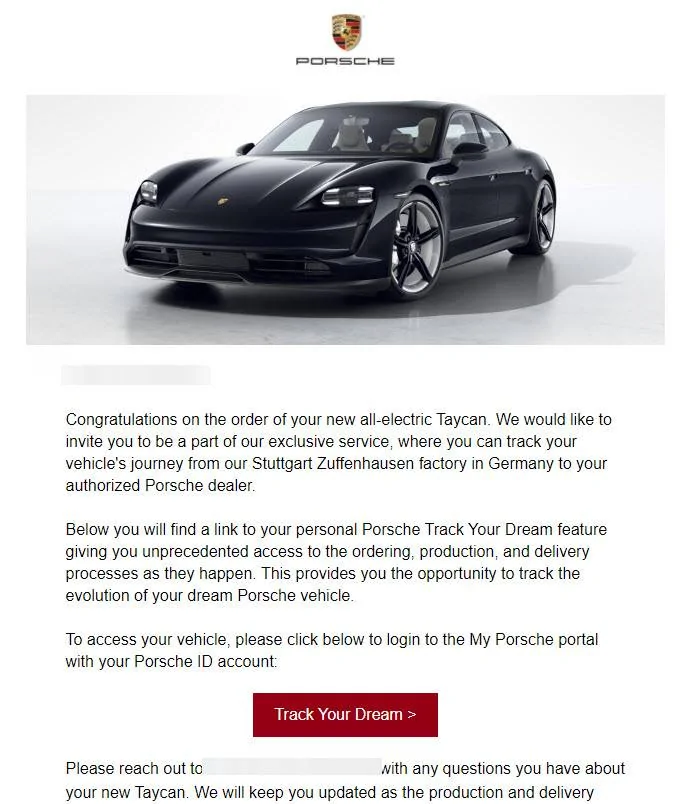Porsche Taycan Ordered back in May, still haven't been given a way to track build progress? TYDemail