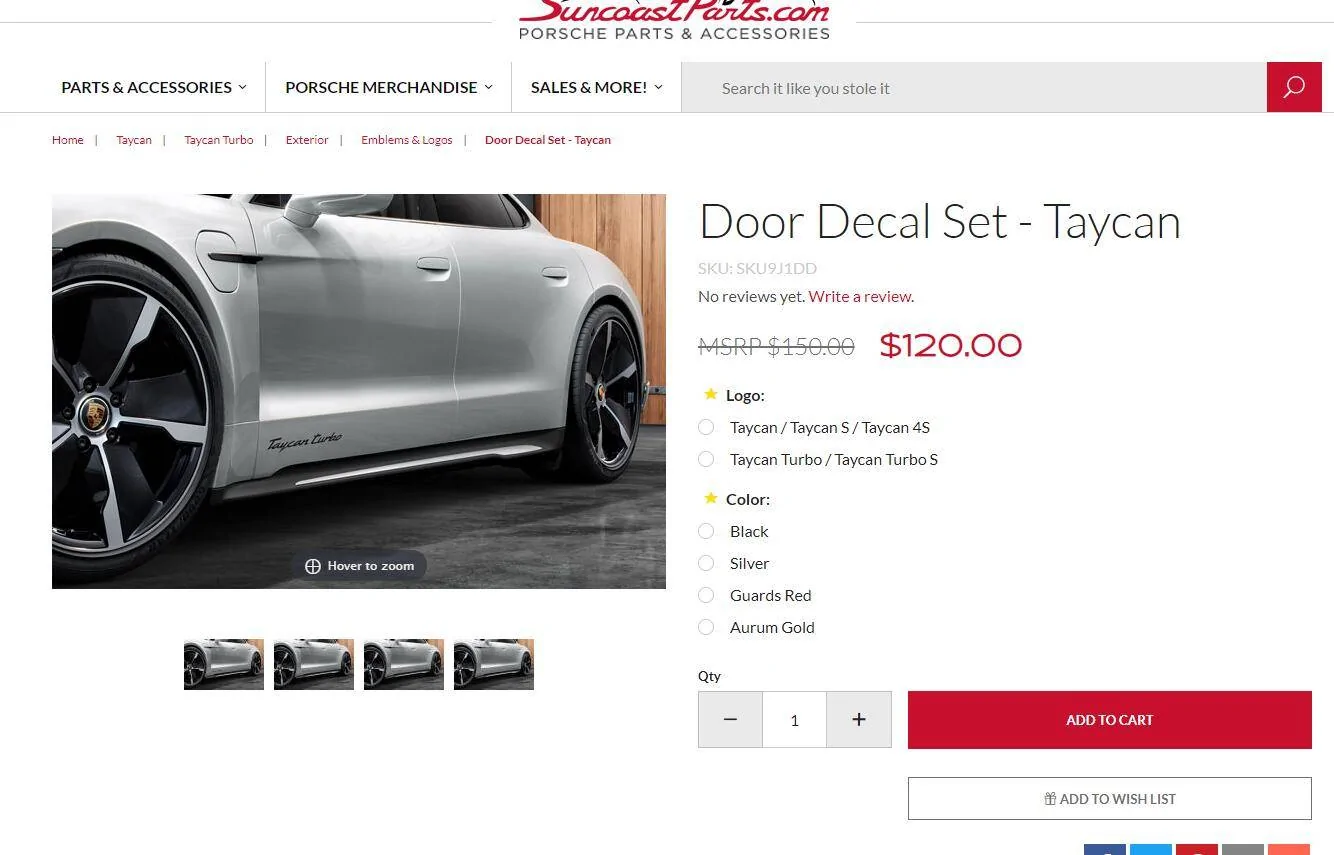 Porsche Taycan Decals 1628974017729