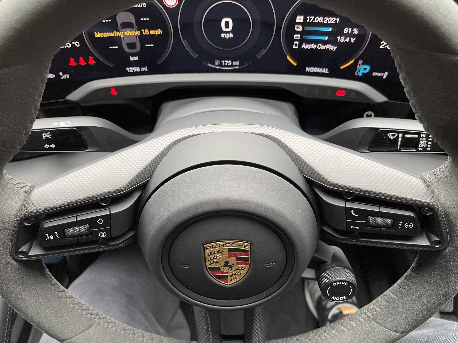 Porsche Taycan Heated steering wheel with carbon trim, anyone? tempImagekBhck