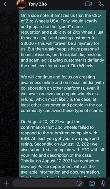 Porsche Taycan WARNING: DO NOT BUY ZITO WHEELS - Scammed by Tony Image-2