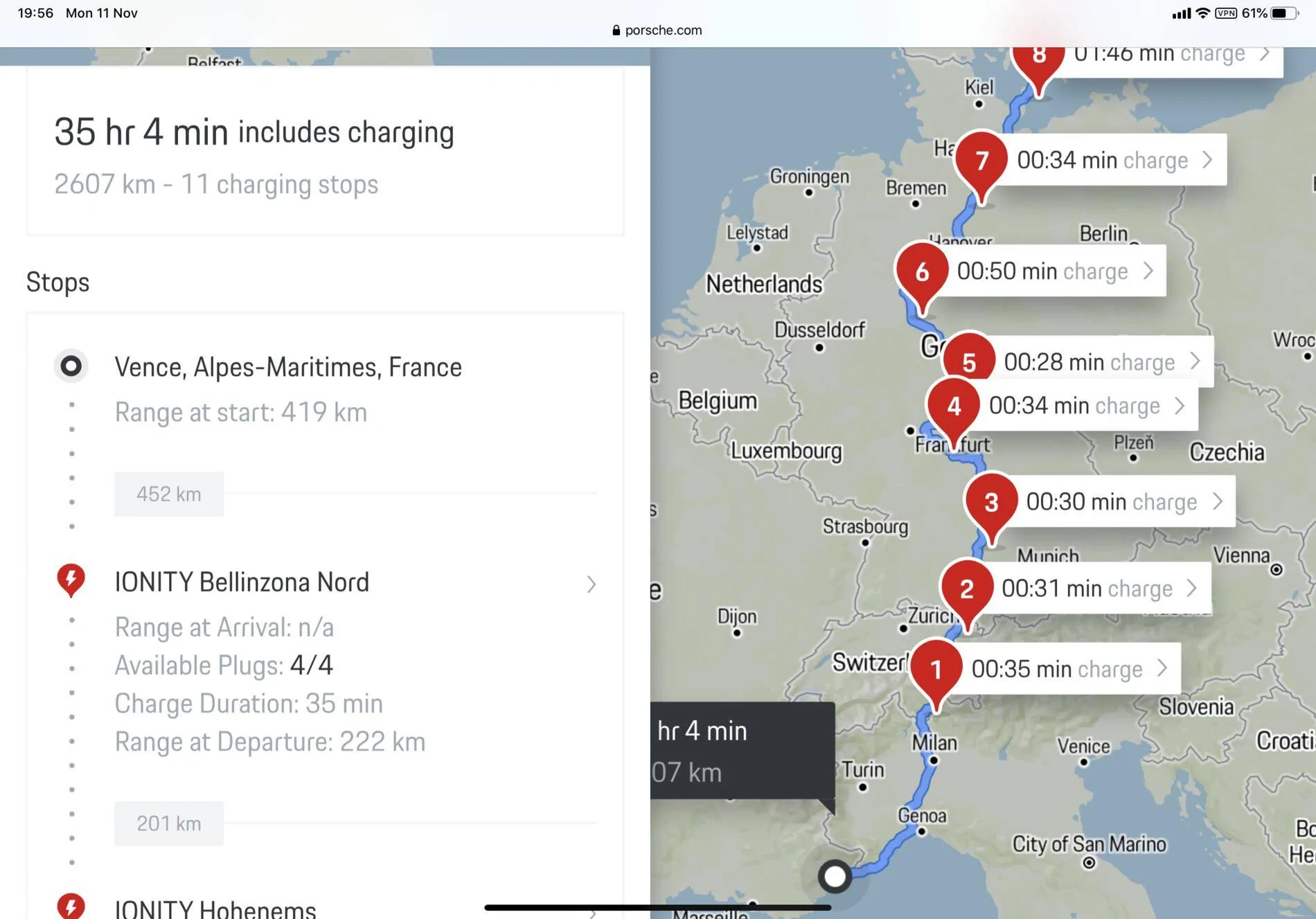 Porsche Taycan Route Planning on Porsche website 166A146B-B60B-48C9-A2B9-02BE1BB82A36