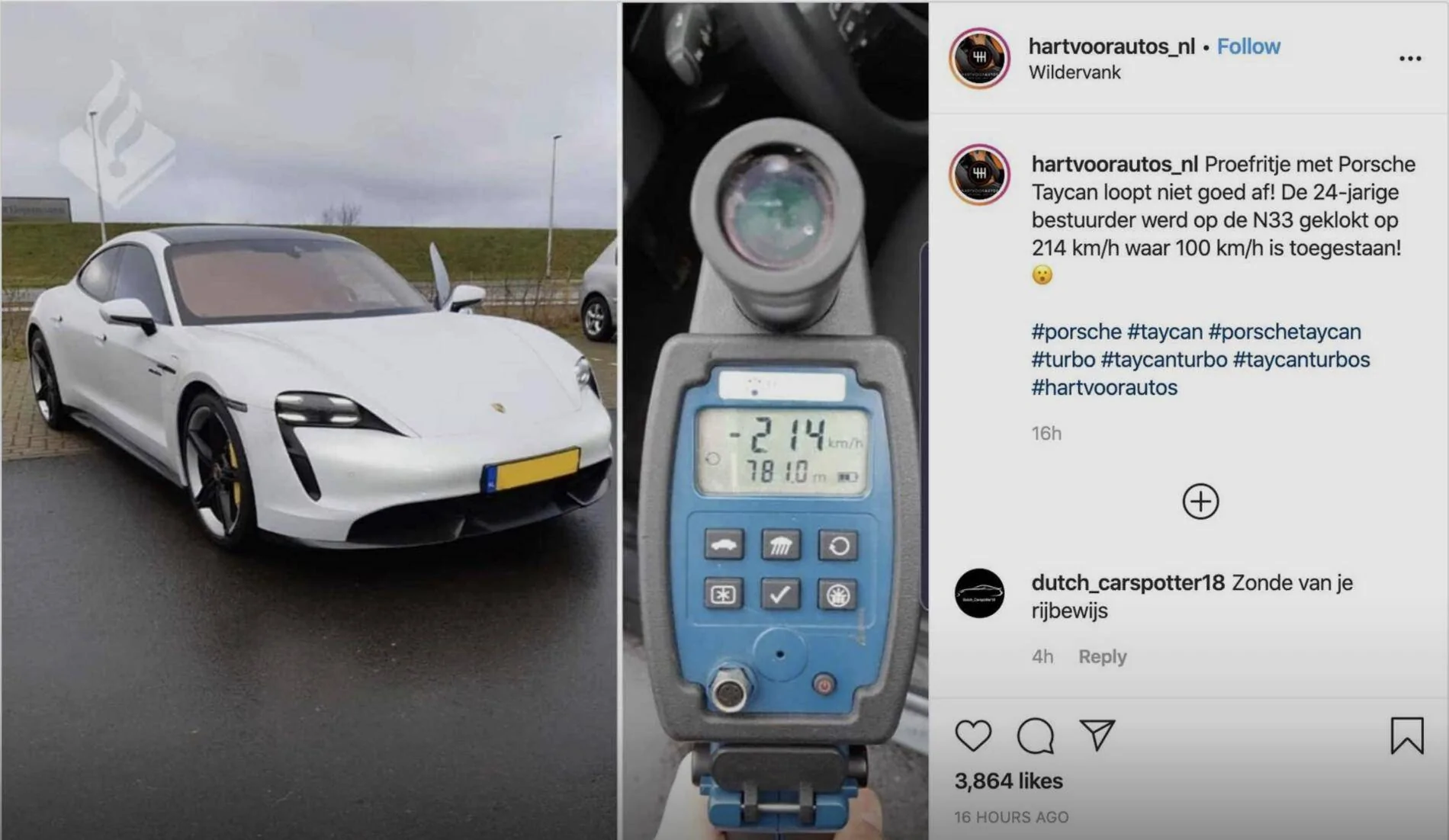 Porsche Taycan Driver Test Driving Taycan Caught Going 133 MPH In 62 MPH Zone 1579848786440