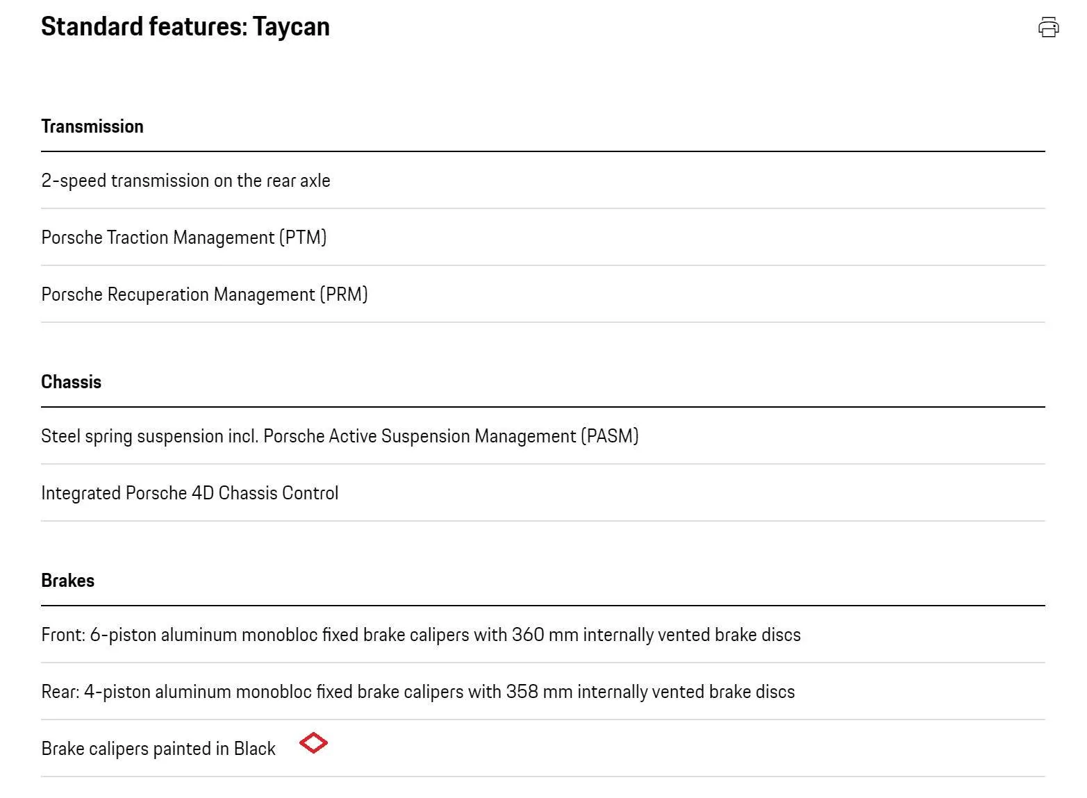 Porsche Taycan Standard Brake Calipers? standard brakes