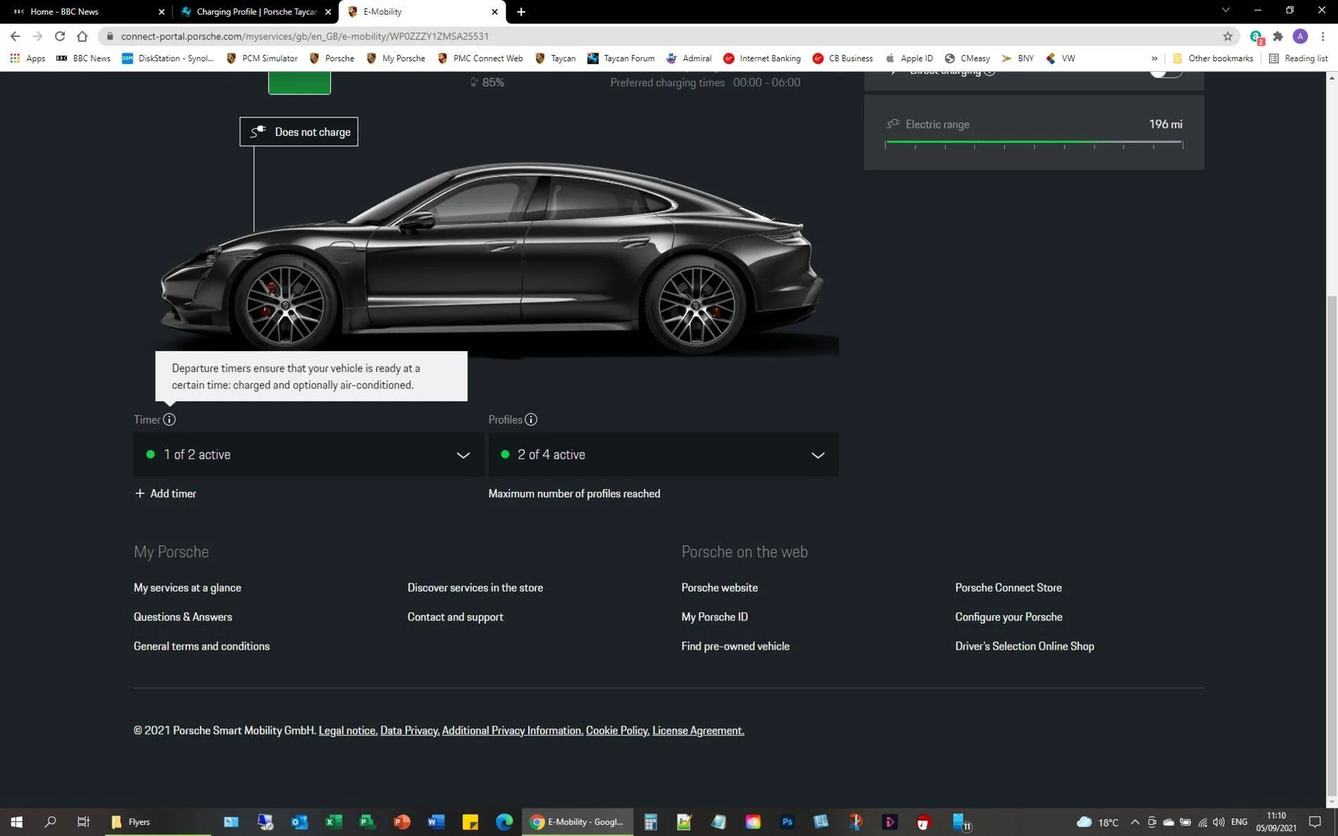 Porsche Taycan Car charged to 100% despite charging profile being set to 85% maximum 1630836648992