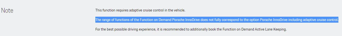 Porsche Taycan InnoDrive spec'd VS InnoDrive over FOD connect_store_fod