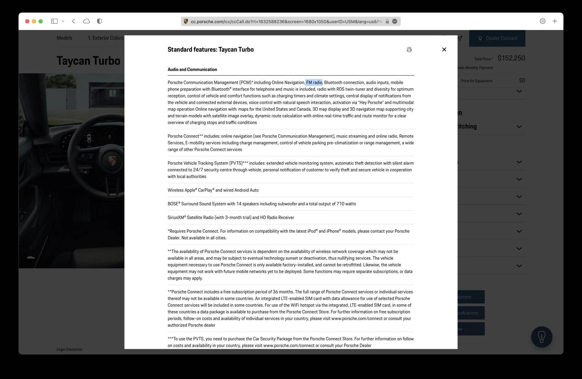 Porsche Taycan No AM Radio and time delay with Carplay/Audicy Screenshot 2021-09-25 at 17.45.11