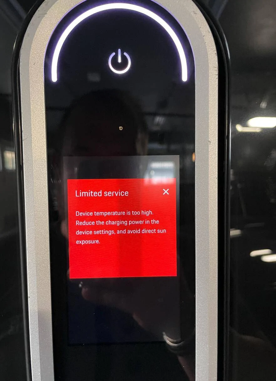 Porsche Taycan Home Charger - Fault Screen Shot 2021-09-30 at 1.48.23 PM