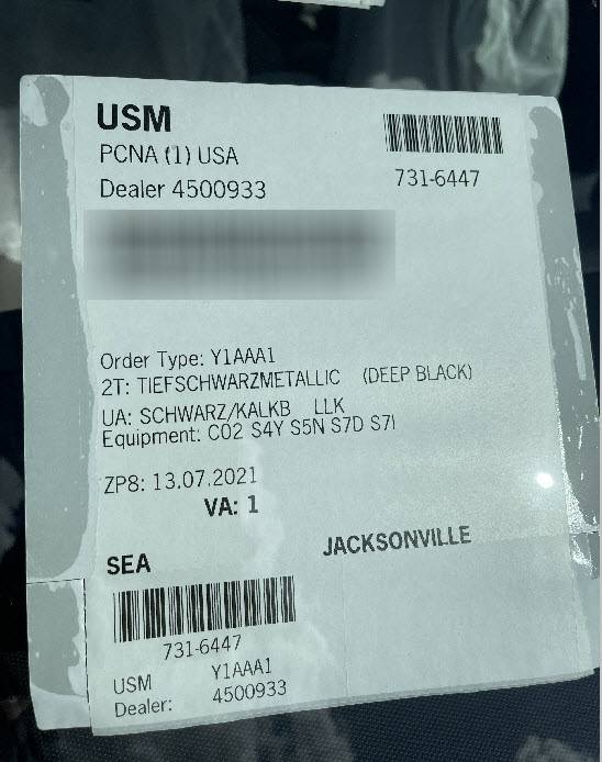Porsche Taycan Baltimore to Champion Porsche (Pompano Beach) TaycanShipDecal