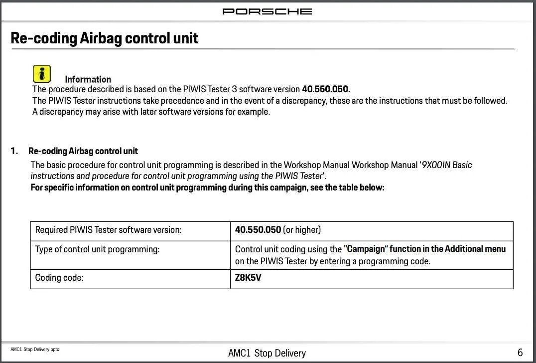 Porsche Taycan AMC1 Campaign TSB email from PCNA Screen Shot 2021-10-20 at 8.55.15 PM