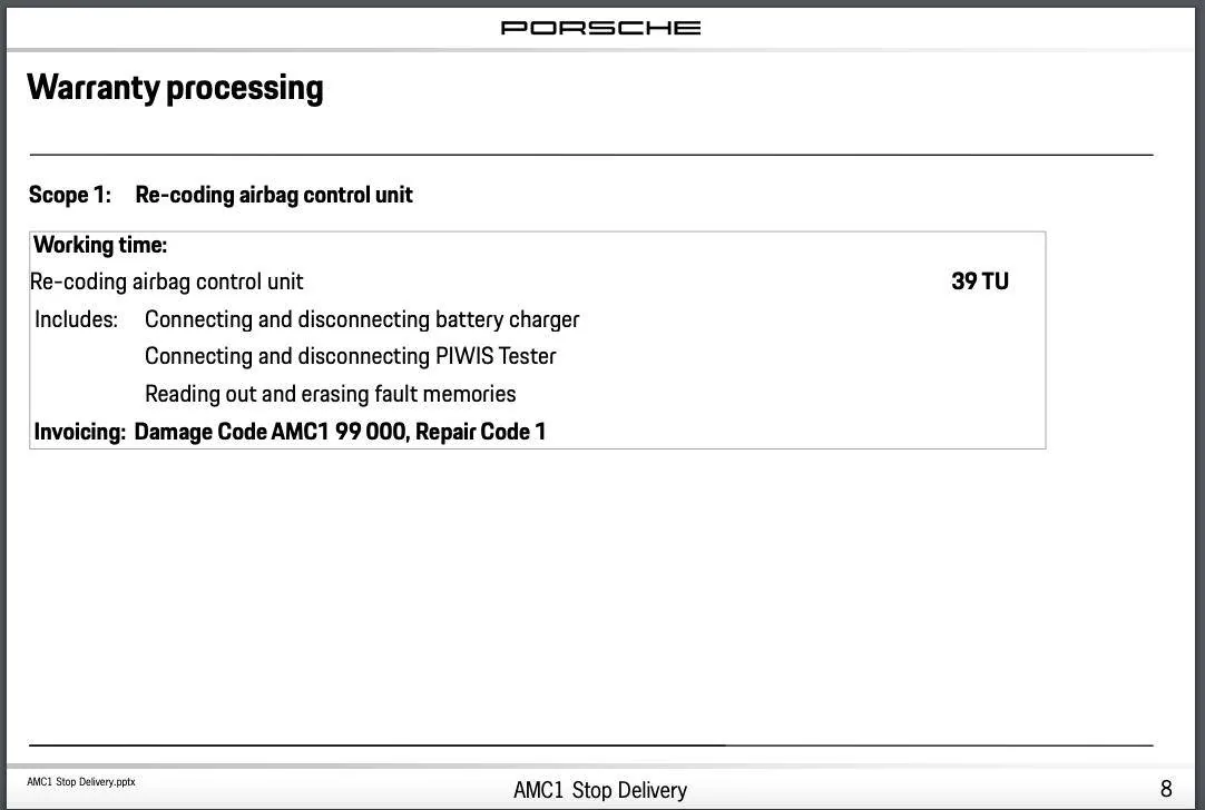 Porsche Taycan AMC1 Campaign TSB email from PCNA Screen Shot 2021-10-20 at 8.55.27 PM