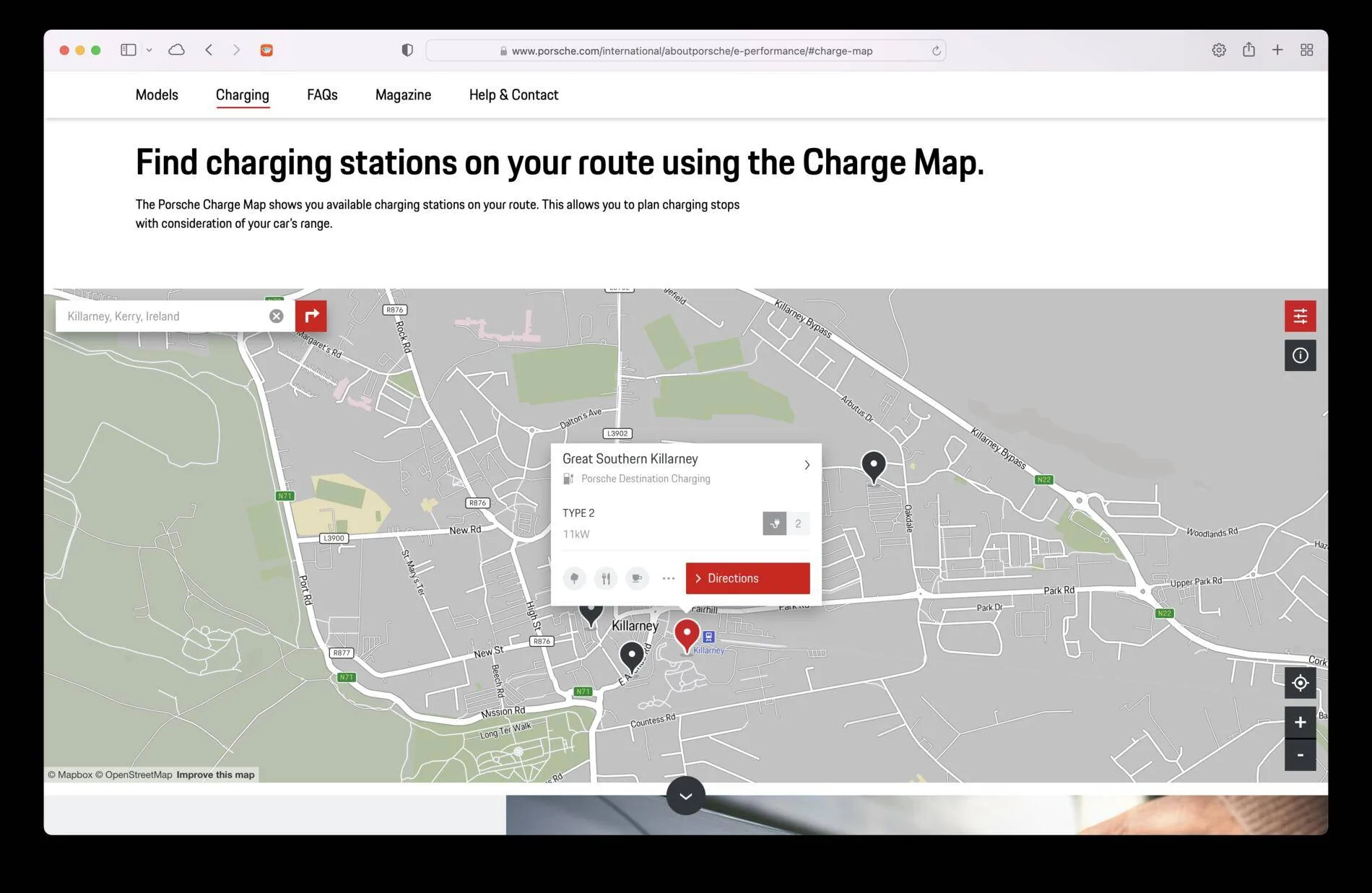 Porsche Taycan Porsche Destination Charging Screenshot 2021-10-24 at 11.12.27