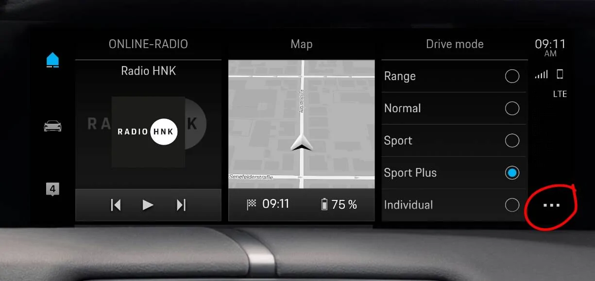 Porsche Taycan Easy way to reach Range Mode without Sports Chrono package 2021-10-27_11.25.09