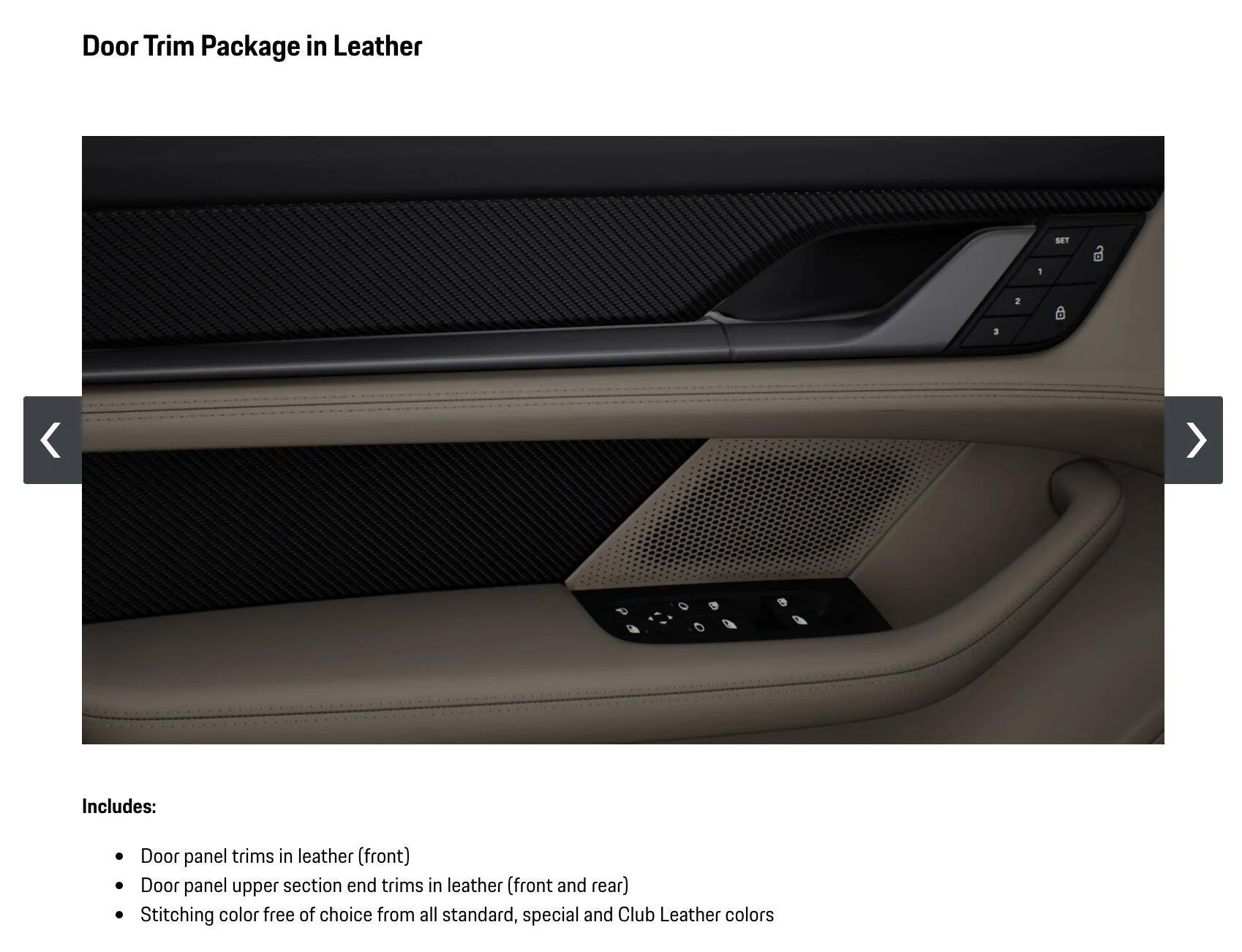 Porsche Taycan Question on option for "Door Trim Package in Leather" 1636701966222