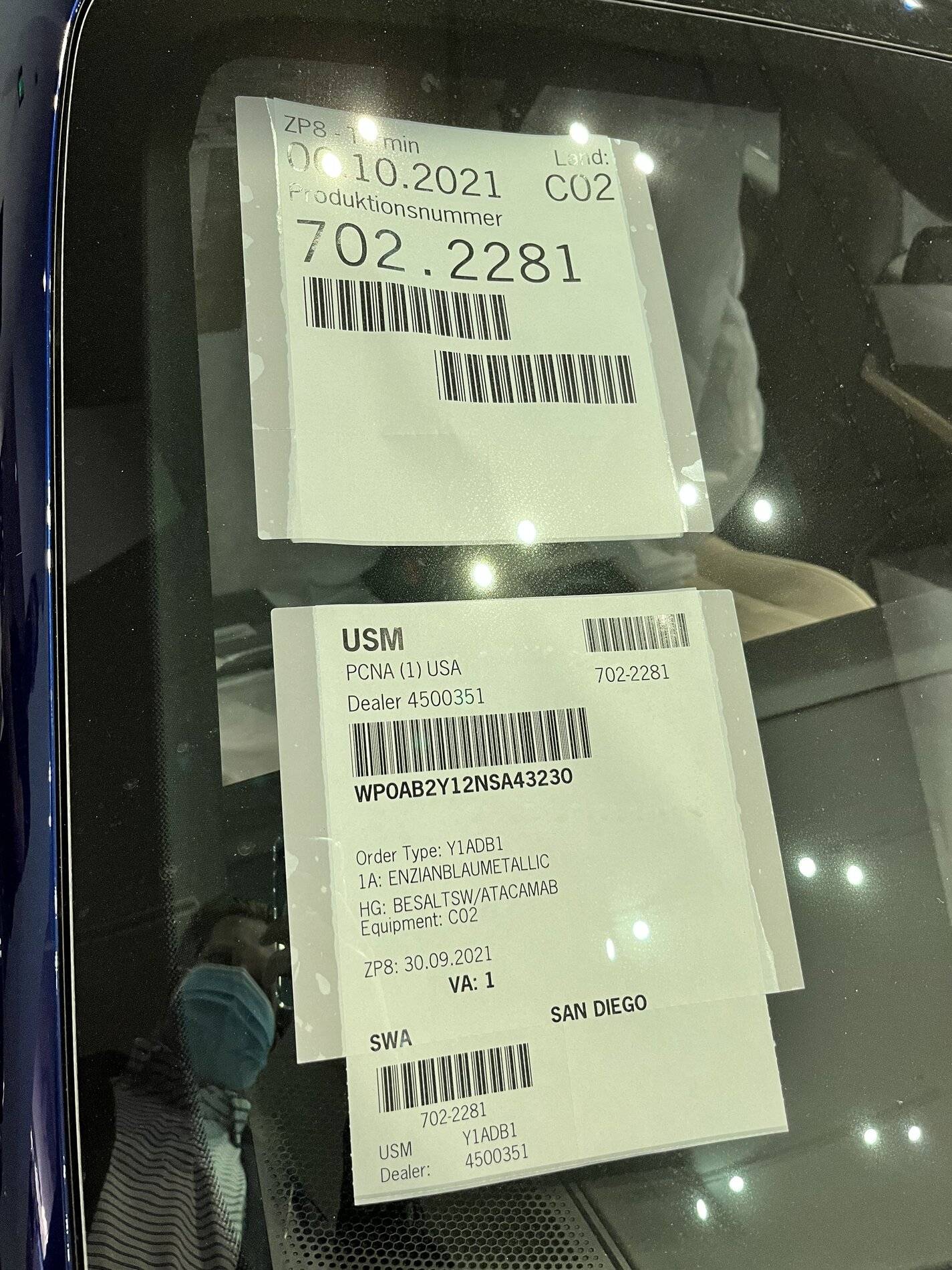 Porsche Taycan Gentian Blue Taycan 4S on it's way. Adventures in Ordering IMG_5559