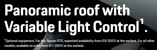 Porsche Taycan New sunshine control panoramic roof option. Is it GTS specific? 1637829264273