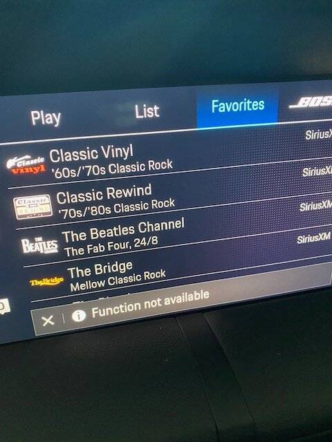 Porsche Taycan Sirius - Sometimes available, sometimes not. Sirius Function