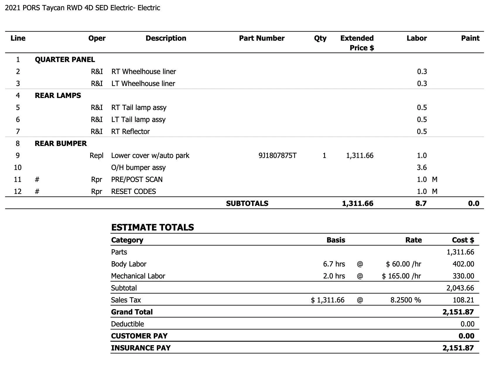 Porsche Taycan help please - advice on bumper damage Screen Shot 2021-11-30 at 3.53.09 PM
