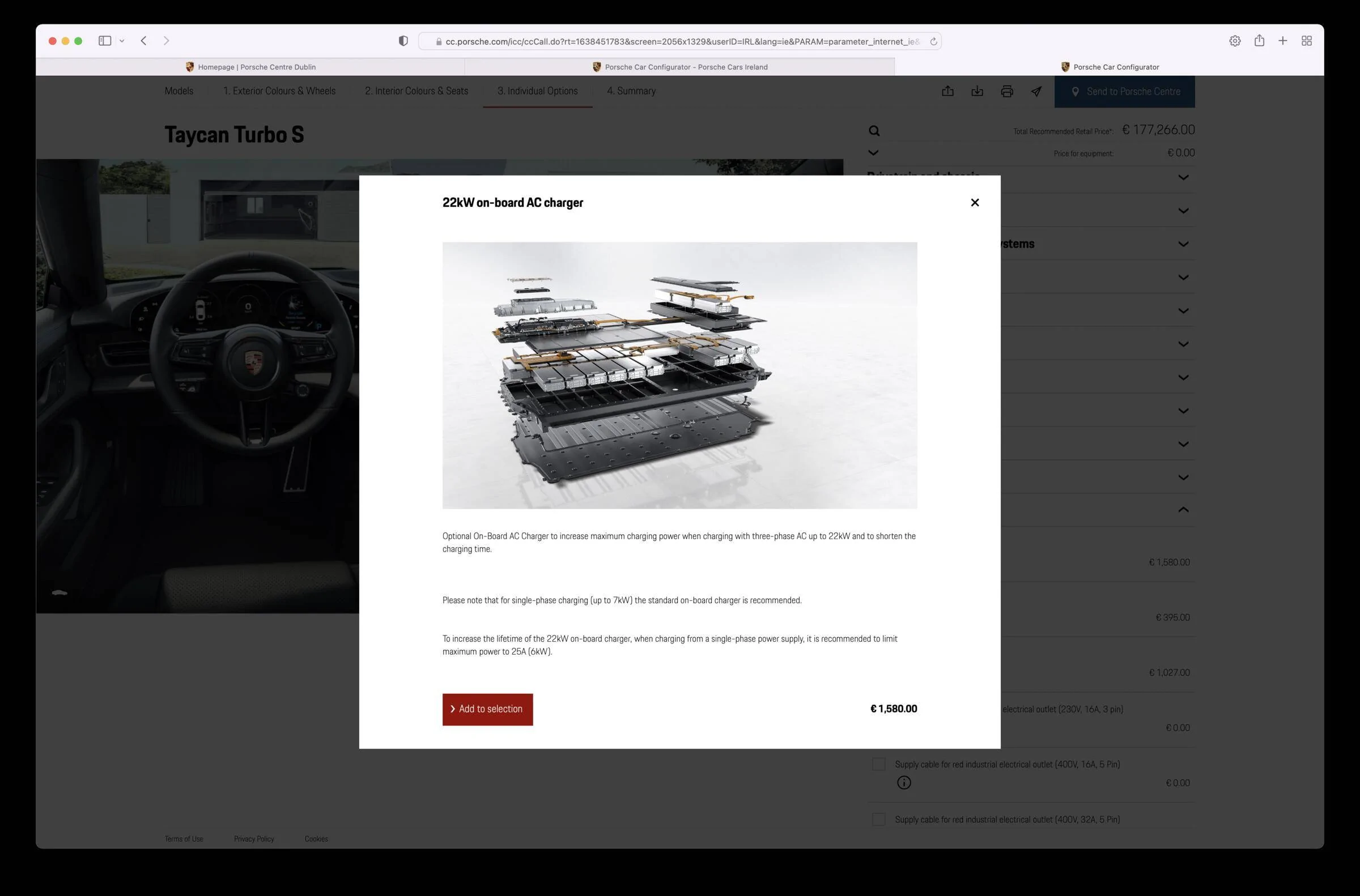 Porsche Taycan 22kw upgrade concern appearing on porsche car configurator. Screenshot 2021-12-02 at 13.29.57
