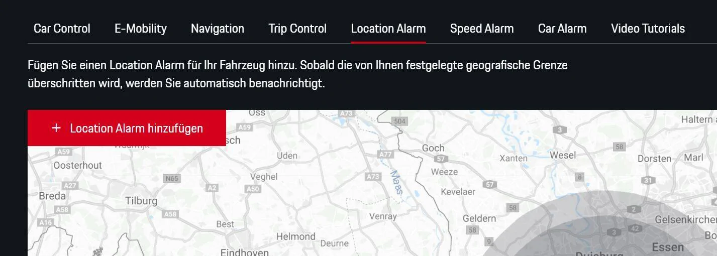 Porsche Taycan geofence / location alarm 1638456253695