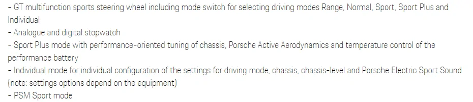 Porsche Taycan Sport Chrono app in the PCM 1638805914079