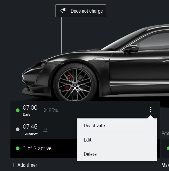 Porsche Taycan Too many profiles for charging. How do I delete some? 1639070128066