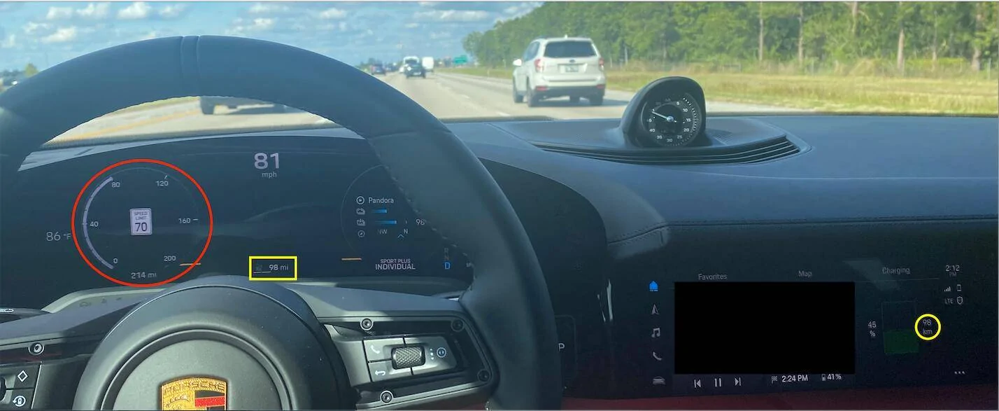 Porsche Taycan 2022 Taycan oddities with "miles" defaults with a fix 1639342852478