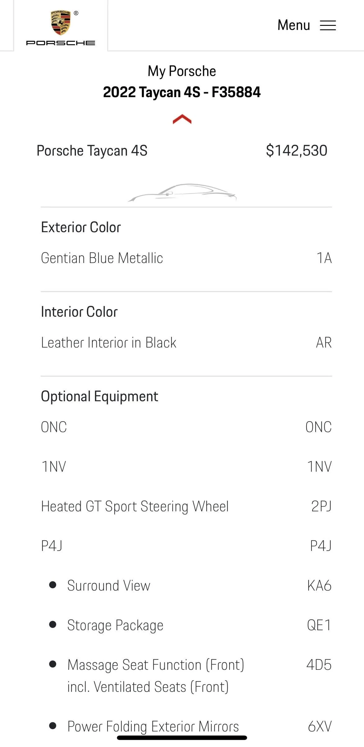 Porsche Taycan TYD showing a change in order 8F214C01-59A6-4E79-B43E-C5770B8EF3C2