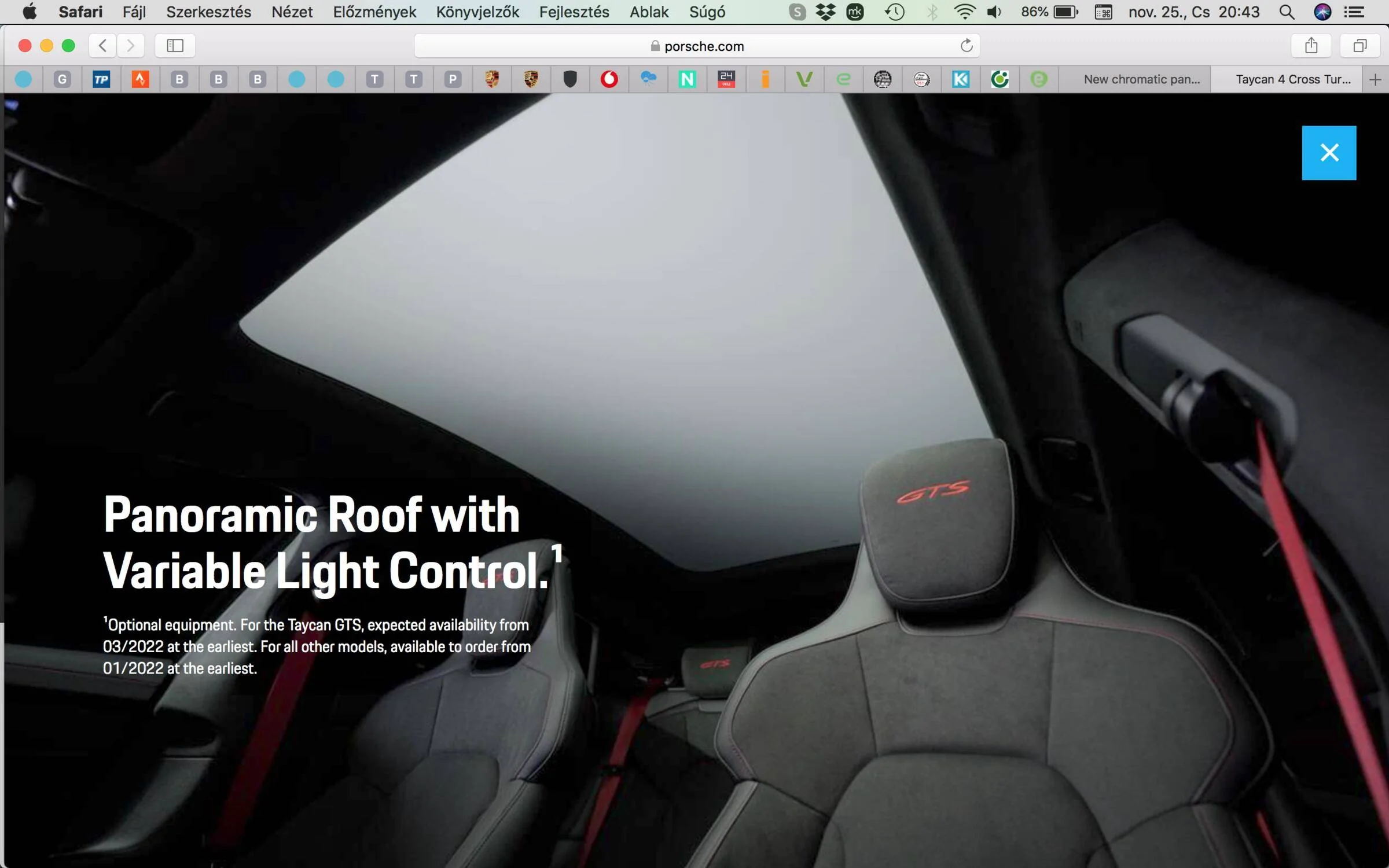 Porsche Taycan Panoramic Roof Képernyőfotó 2021-11-25 - 20.43.15