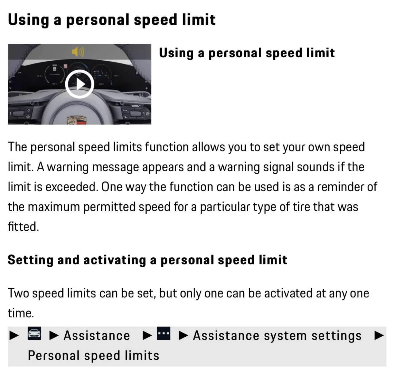 Porsche Taycan Is there a speed alarm setting in the Taycan? 2582F04F-6D17-489F-8E9A-32711D73DAD1