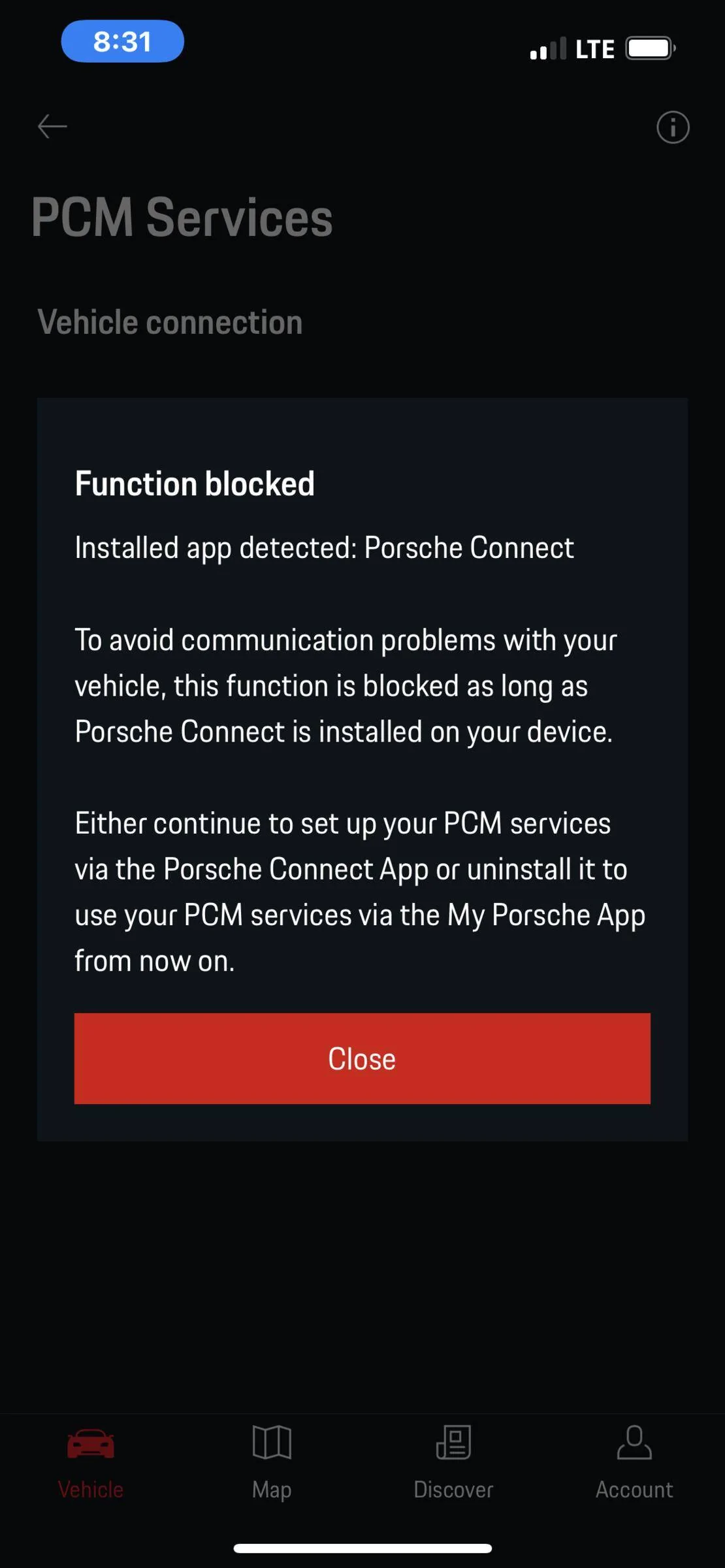 Porsche Taycan MyPorsche App Bug: PCM Services Function Blocked - but actually not! IMG_4710