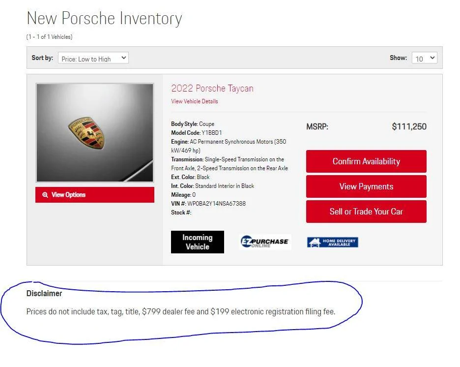 Porsche Taycan January Delivery @Jacksonville Port (US Southeast destination) sssssss