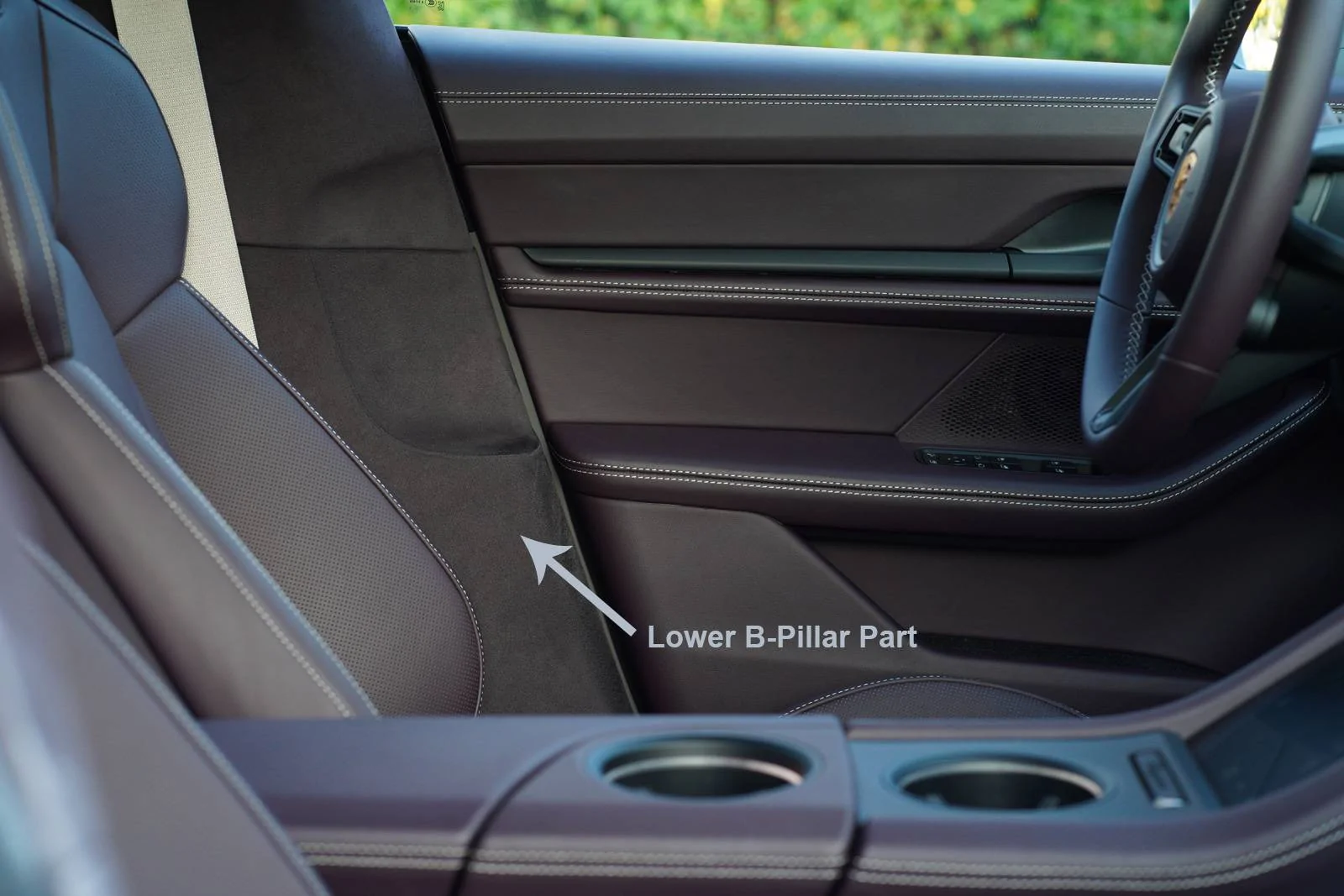 Porsche Taycan Racetex Headliner - happy with it? blackberry_interior_B_piilar