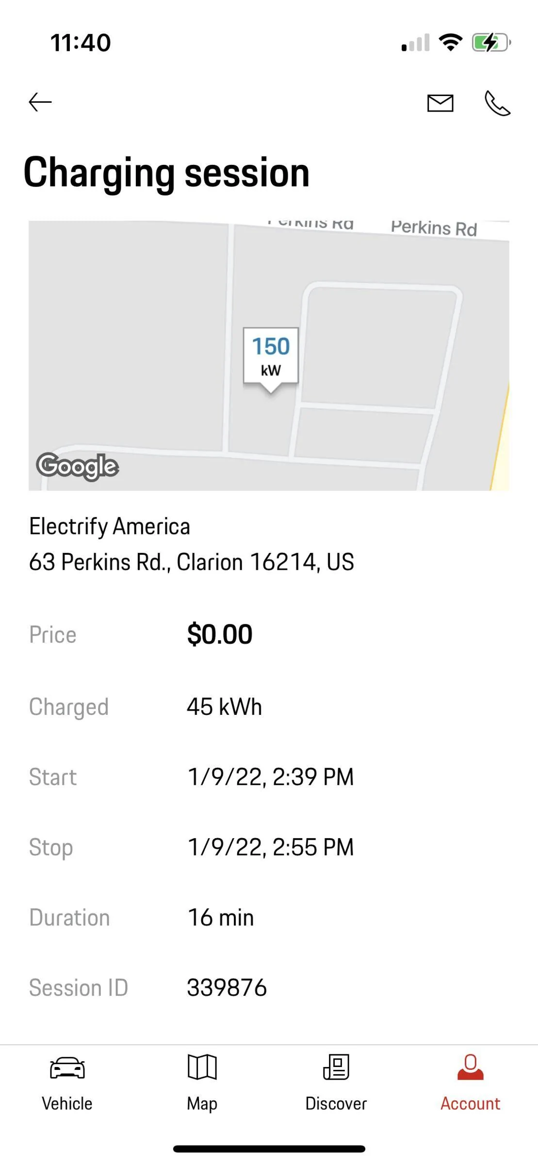 Porsche Taycan 175kWh charge rate at 150kWh EA charging station EA_Charging_Session