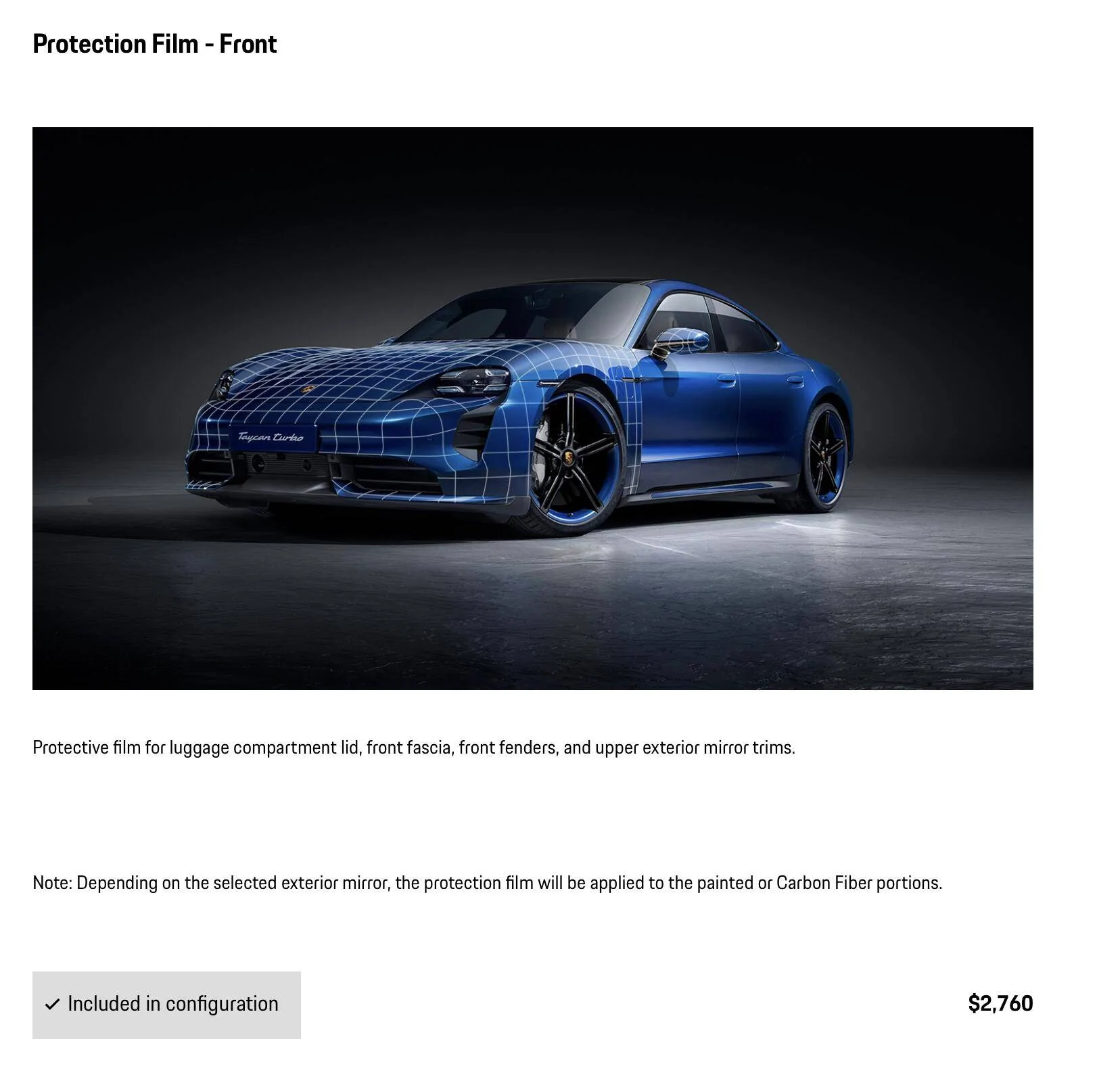 Porsche Taycan Porsche OEM PPF Option - Anyone tried it? IMG_1732