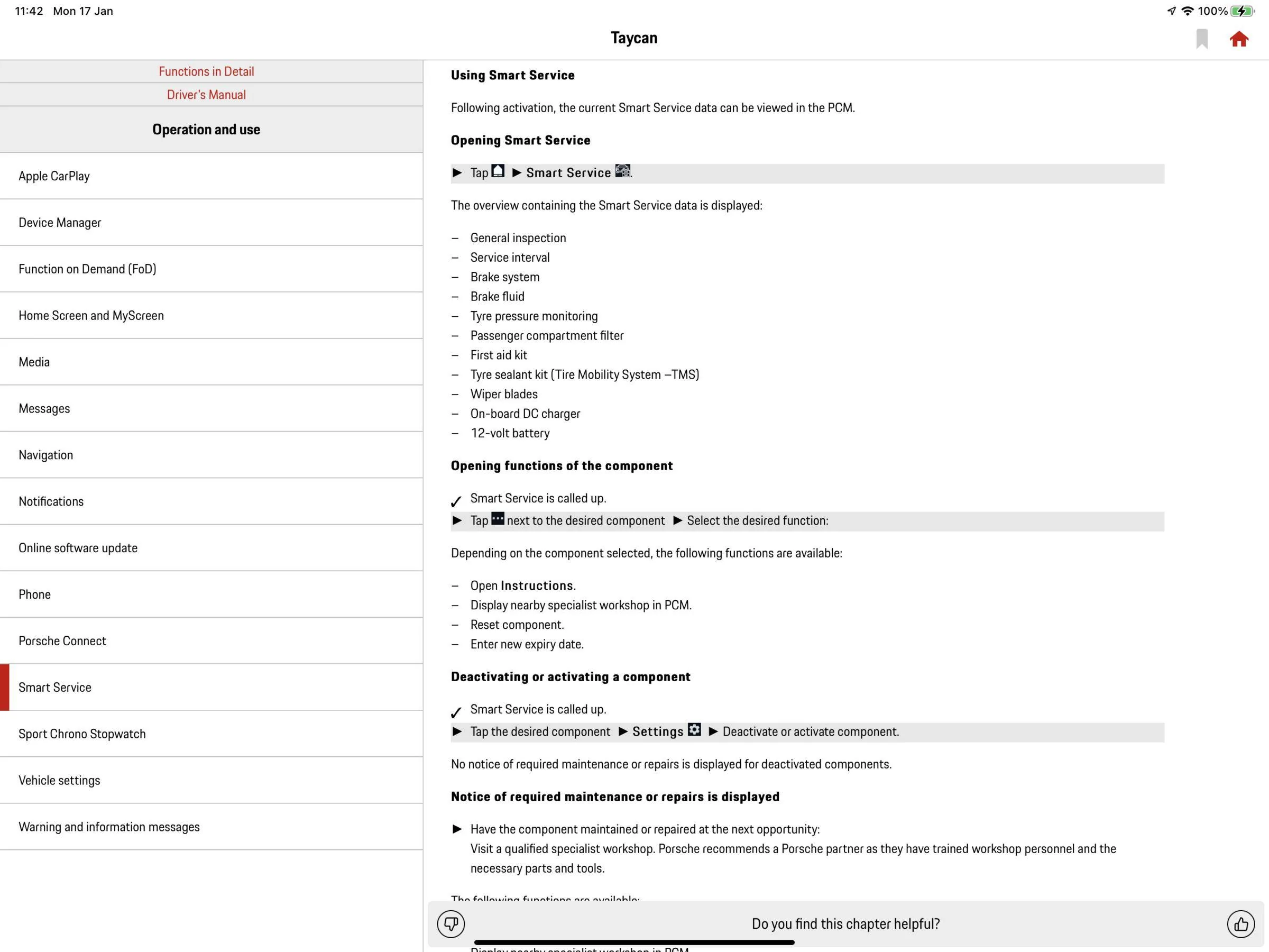 Porsche Taycan App says service due 20220117_114254000_iOS