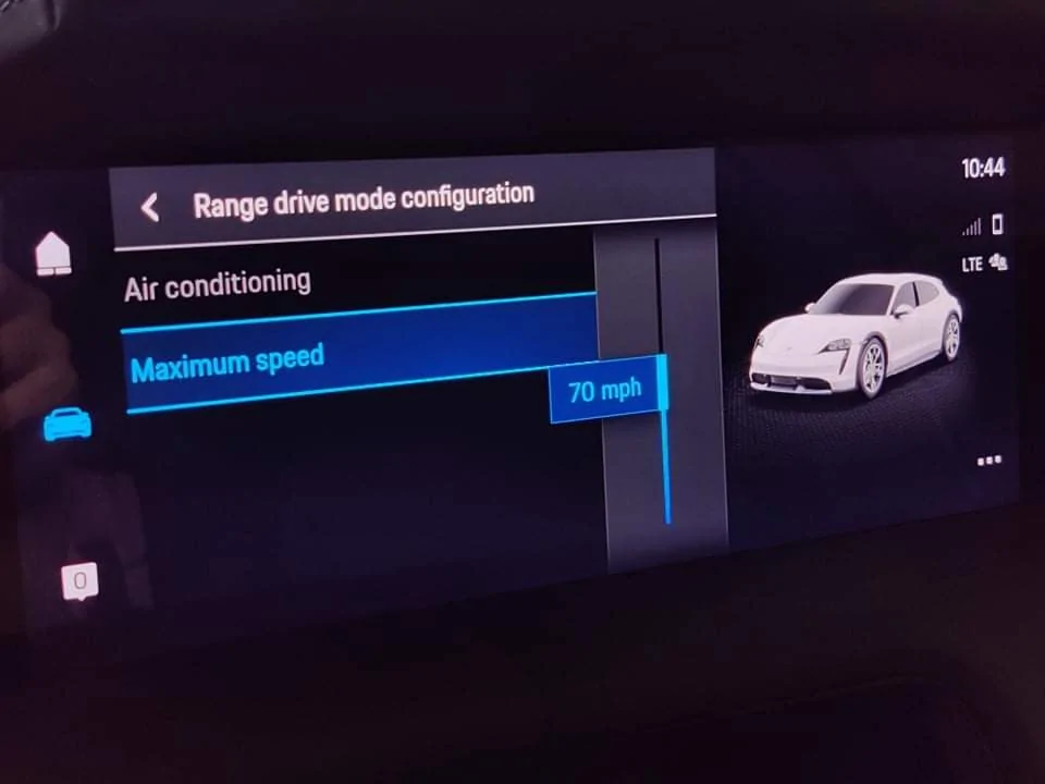 Porsche Taycan Help please - I am not able to adjust max speed for Range mode received_452393079860931