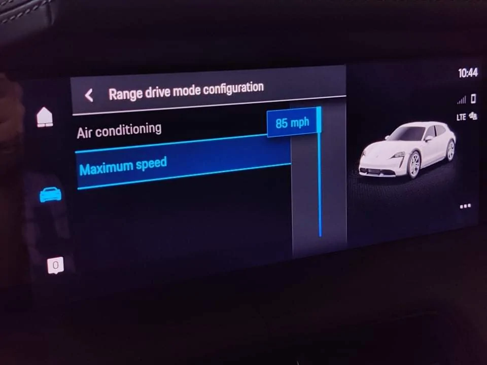 Porsche Taycan Help please - I am not able to adjust max speed for Range mode received_908602596523203