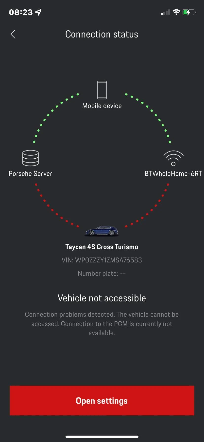 Porsche Taycan CONNECT APP network issues? car