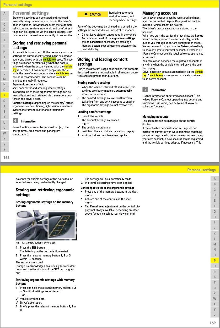 Porsche Taycan How to set up keys for husband and wife drivers 1642709793213