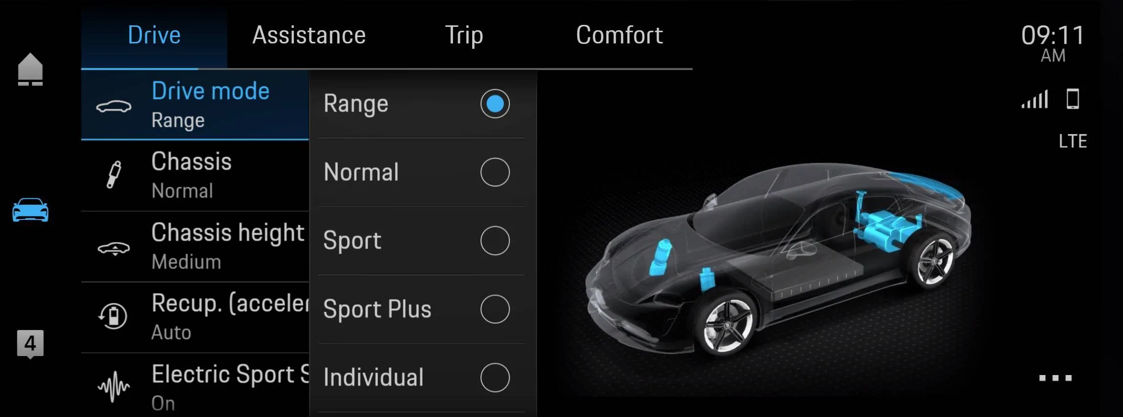 Porsche Taycan No Range mode configuration 1642782687072