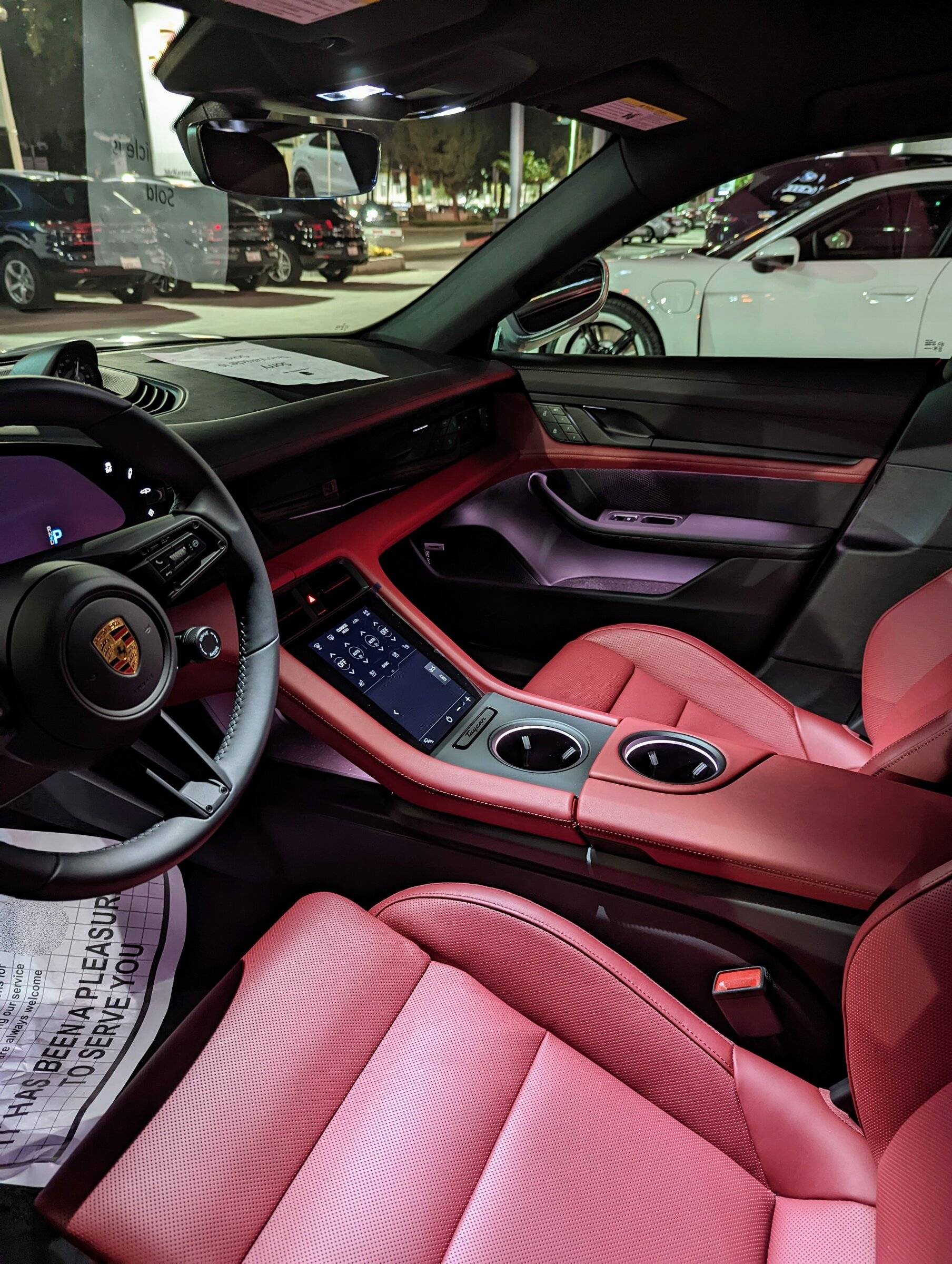 Porsche Taycan bordeaux red interiors PXL_20220112_022905293